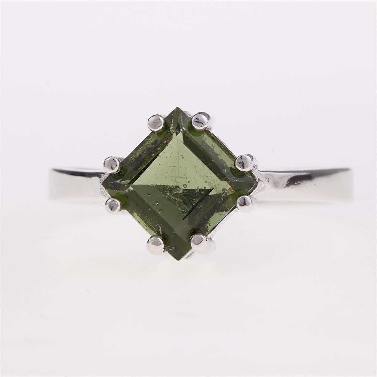 Silver ring with moldavite 100