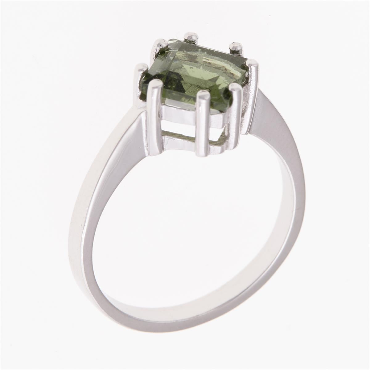 Silver ring with moldavite 100