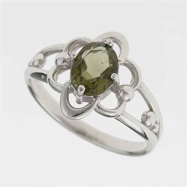 Silver ring with moldavite 112