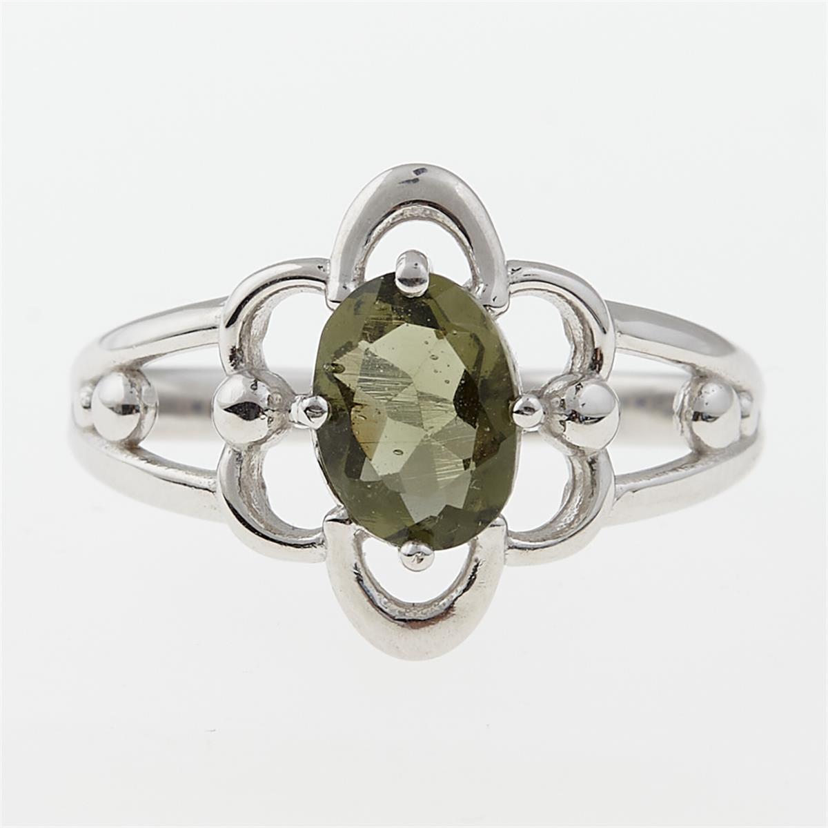 Silver ring with moldavite 112