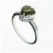 Anello in argento con moldavite e zirconi 113