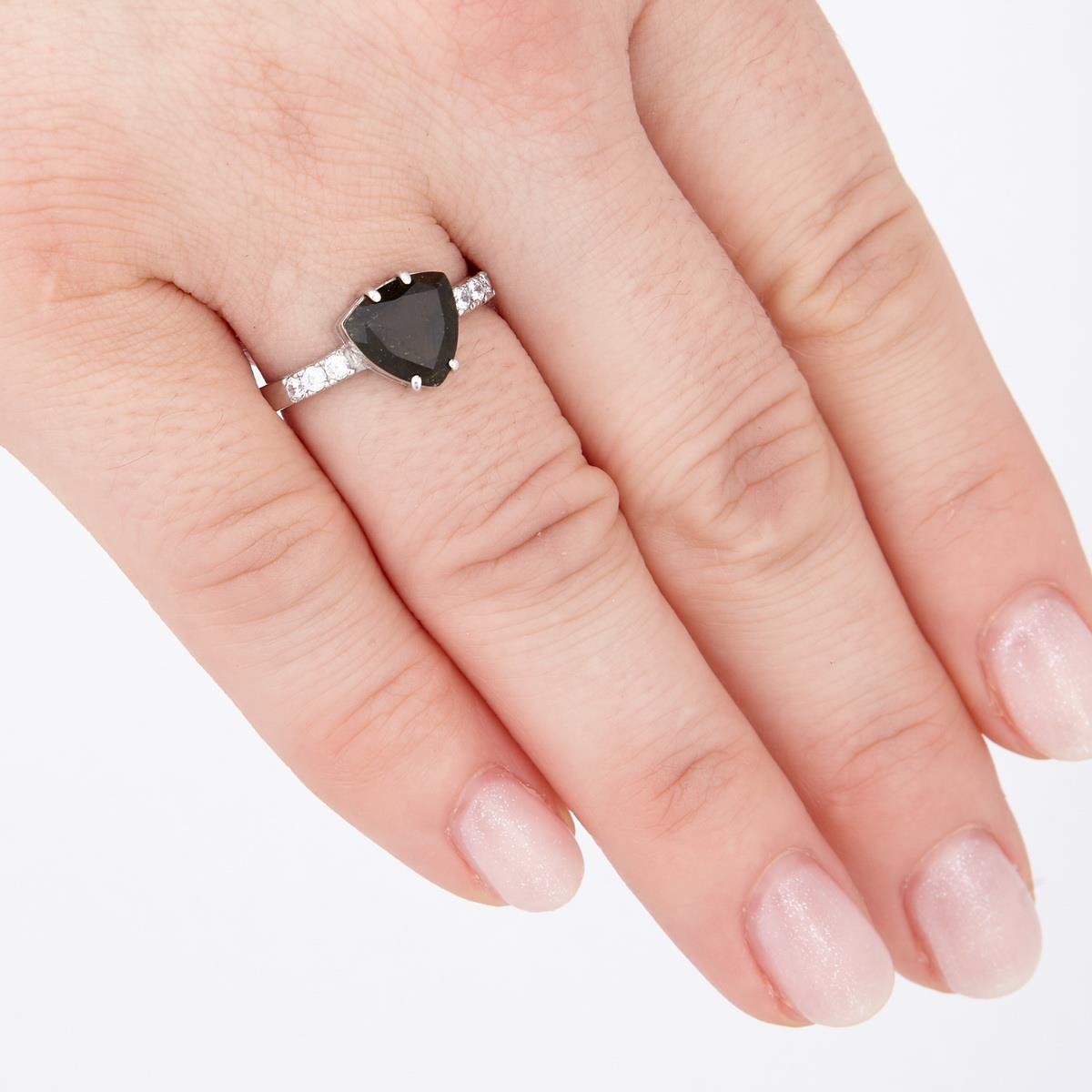 Silver ring with moldavite and zirconia 113