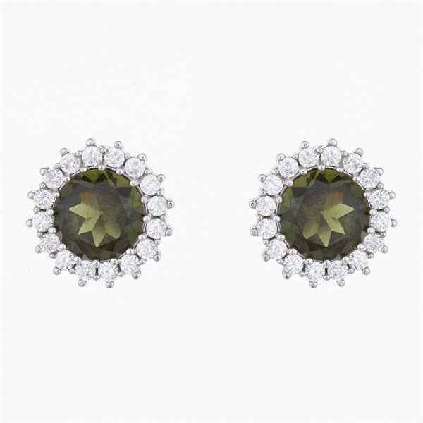 Orecchini in argento con moldaviti e zirconi 141
