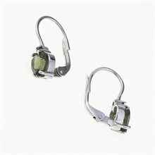 Orecchini in argento con moldavite e granati - cuore 150G