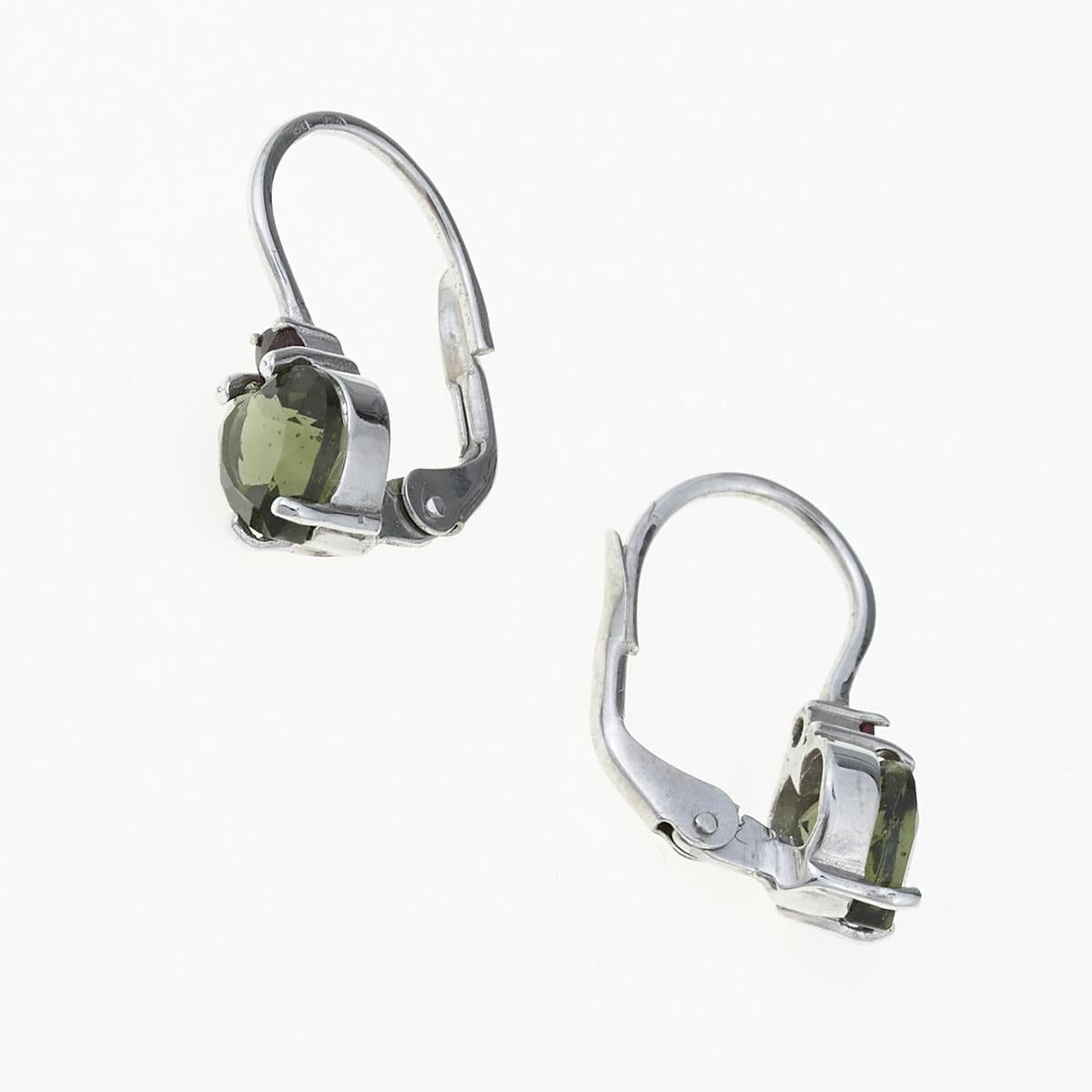 Silver earrings with moldavite and garnets - heart 150G