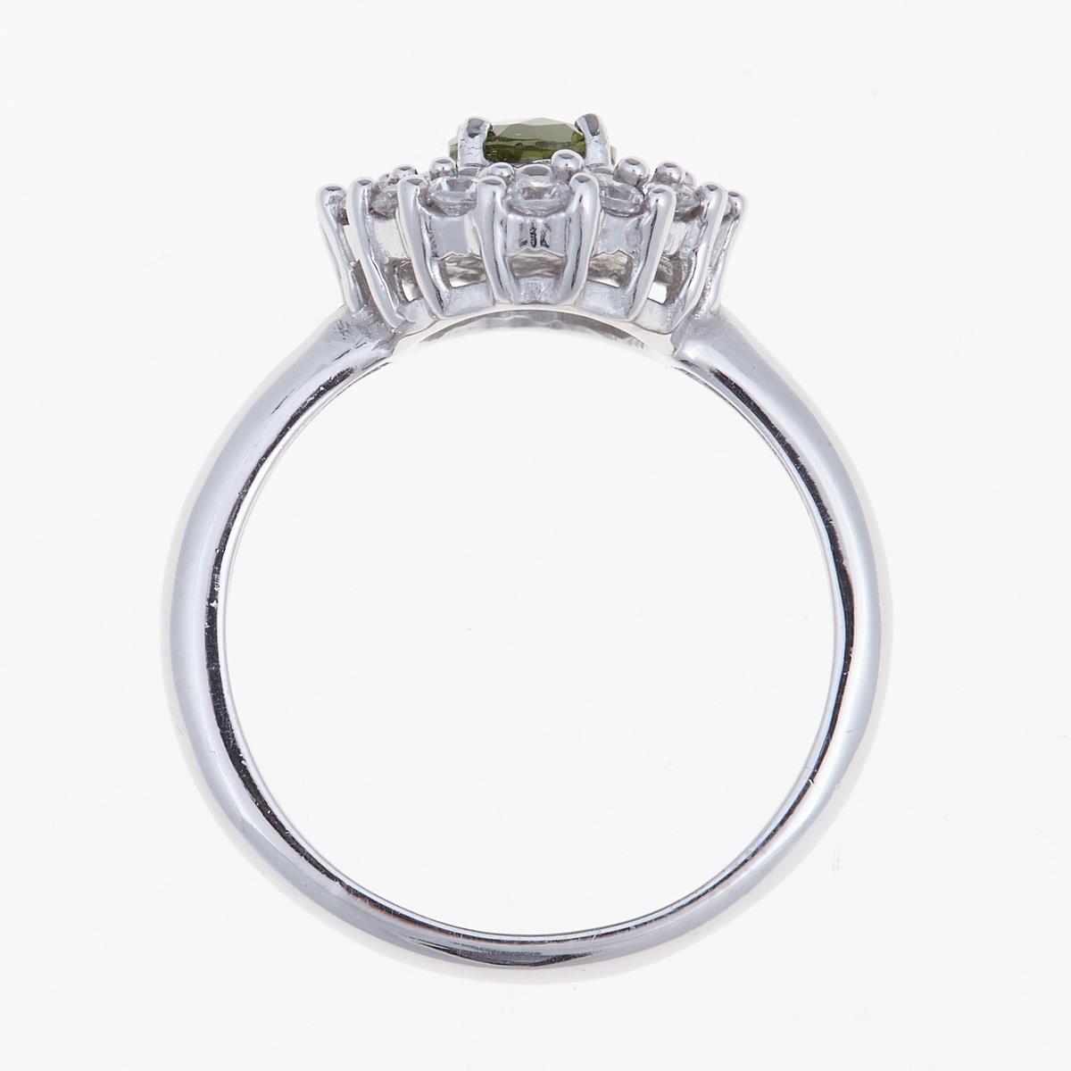 Silver ring with moldavite and zirconia 157