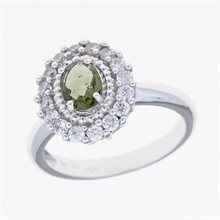 Anello in argento con moldavite e zirconi 157