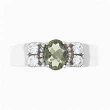 Anello in argento con moldavite e zirconi 160