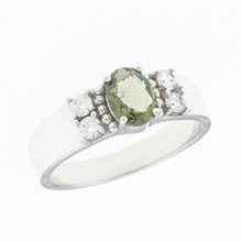 Anello in argento con moldavite e zirconi 160