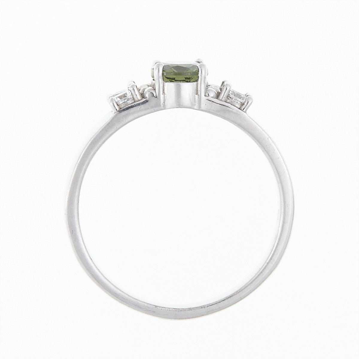 Silver ring with moldavite and zirconia 160
