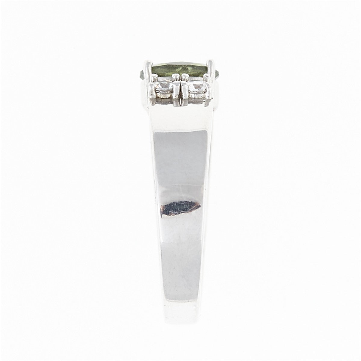 Silver ring with moldavite and zirconia 160