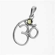 Silver pendant with moldavite - Om