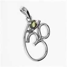Silver pendant with moldavite - Om