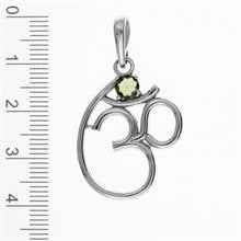 Silver pendant with moldavite - Om