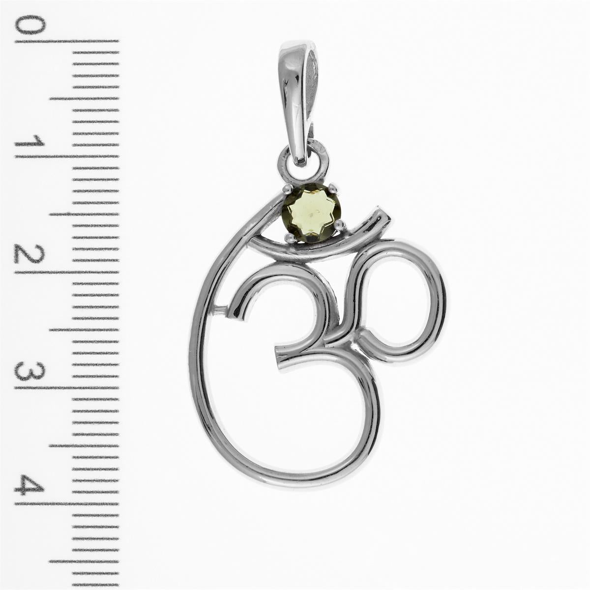 Silver pendant with moldavite - Om