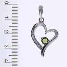 Silver pendant with moldavite and cubic zirconia - heart