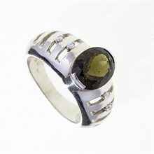 Anello in argento con moldavite e zirconi 202