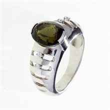 Anello in argento con moldavite e zirconi 202