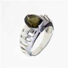 Anello in argento con moldavite e zirconi 202