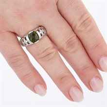 Anello in argento con moldavite e zirconi 202