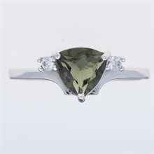 Anello in argento con moldavite e zirconi 206Z