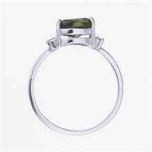Anello in argento con moldavite e zirconi 206Z