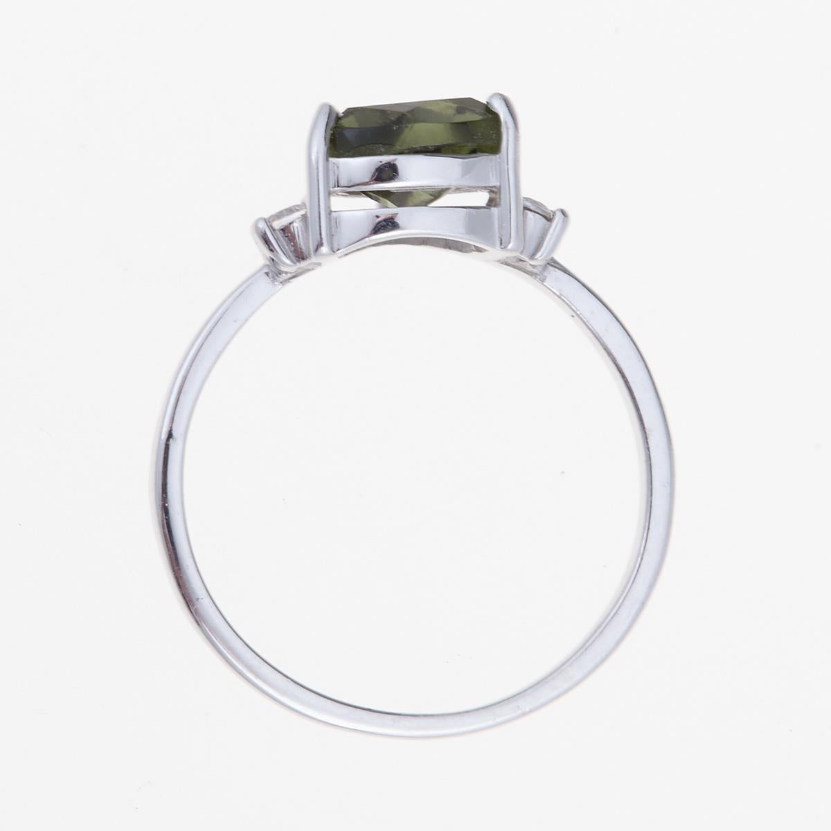 Silver ring with moldavite and zirconia 206Z