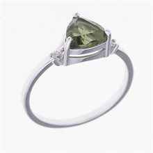 Anello in argento con moldavite e zirconi 206Z
