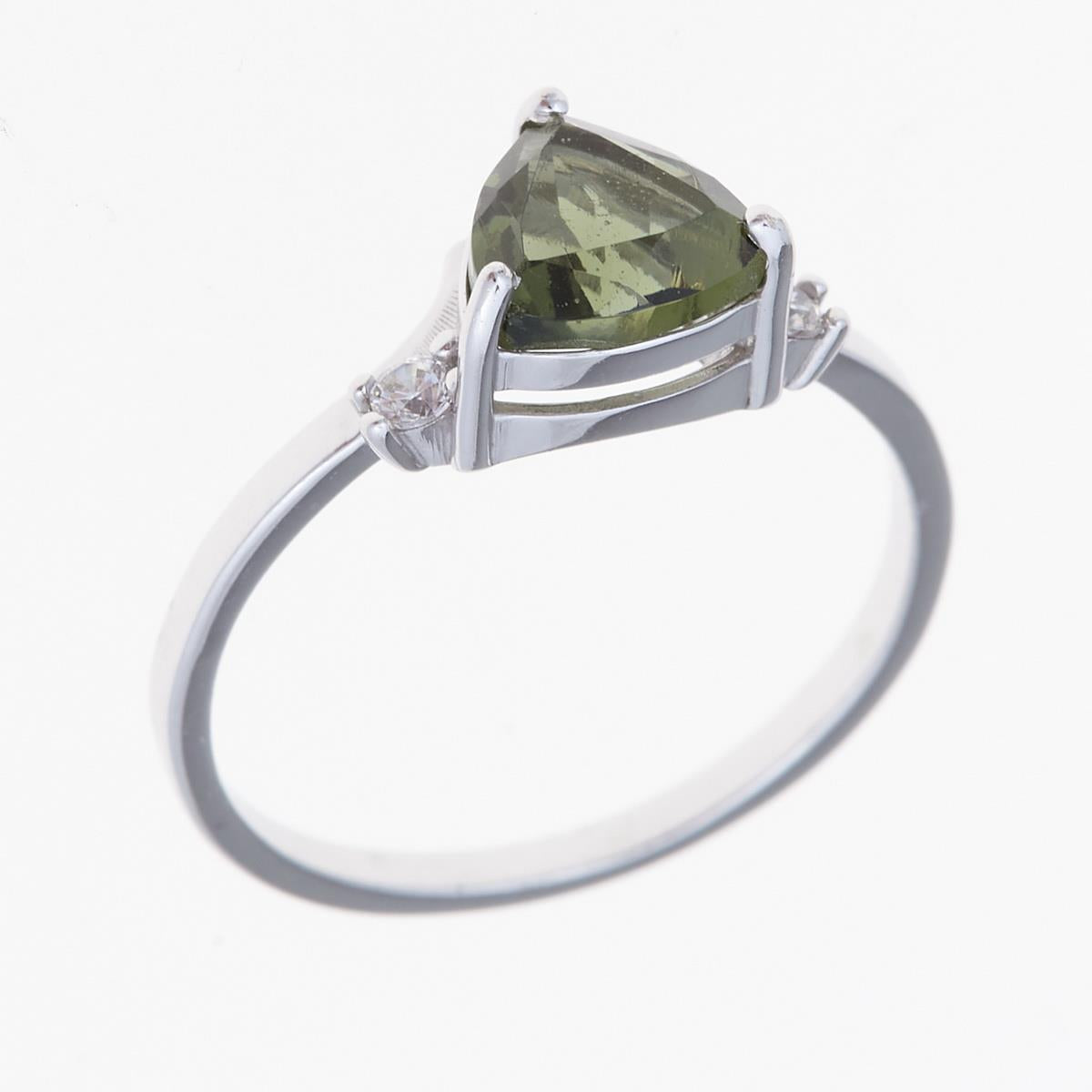 Silver ring with moldavite and zirconia 206Z