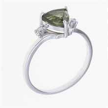 Anello in argento con moldavite e zirconi 206Z