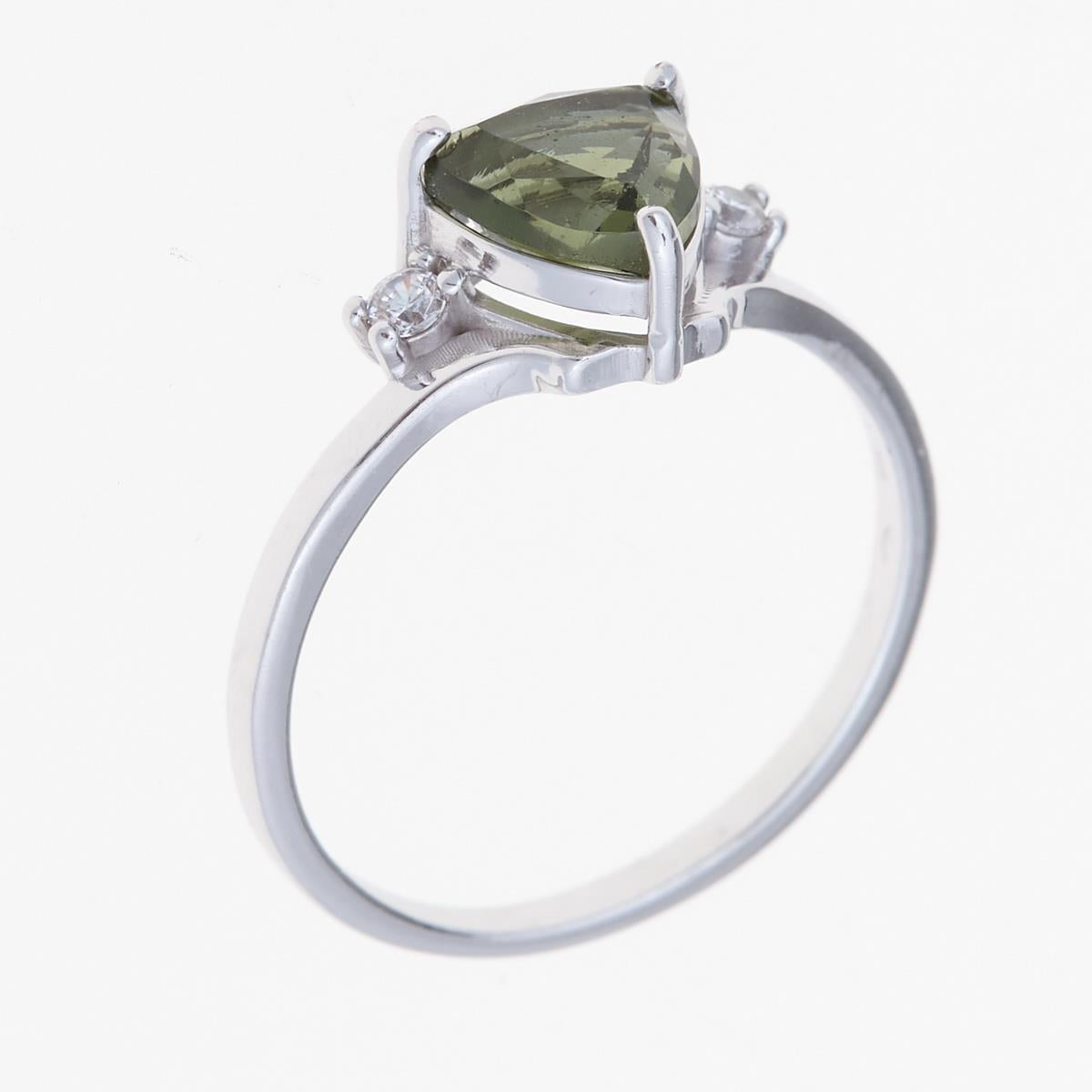 Silver ring with moldavite and zirconia 206Z