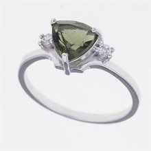 Anello in argento con moldavite e zirconi 206Z