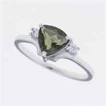 Anello in argento con moldavite e zirconi 206Z