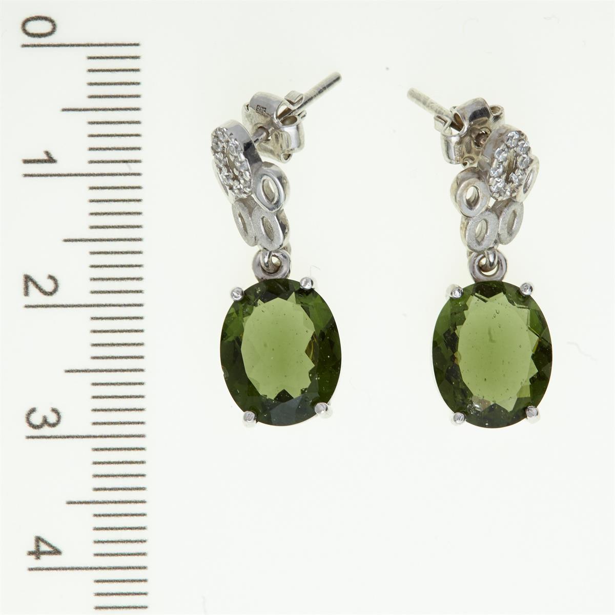 Silver earrings with moldavites and zirconia 211