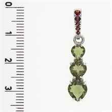 Silver pendant with moldavites and garnets - heart 228G