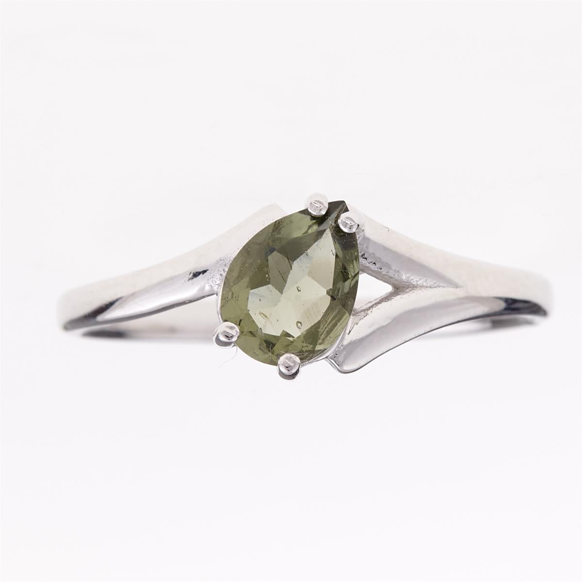 Silver ring with moldavite 236