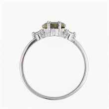 Anello in argento con moldavite e zirconi – heart 249
