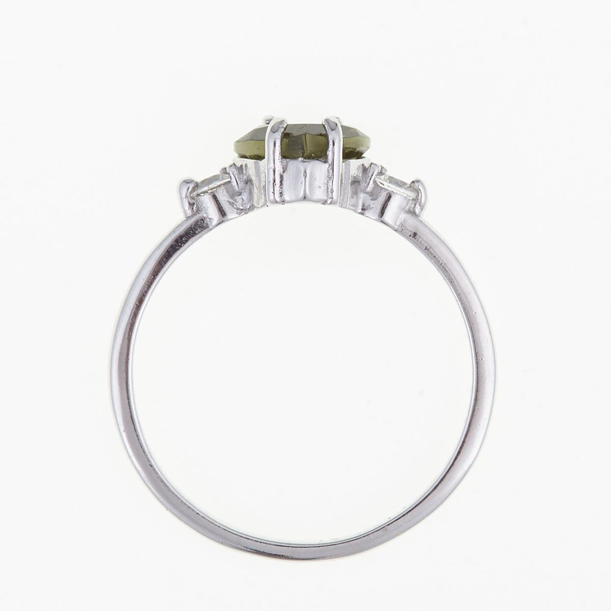 Silver ring with moldavite and zirconia – heart 249