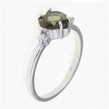 Silver ring with moldavite and zirconia – heart 249