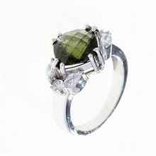 Anello in argento con moldavite e zirconi 252