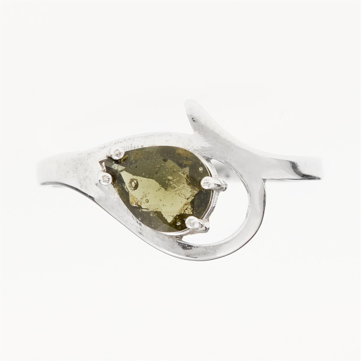 Silver ring with moldavite 264