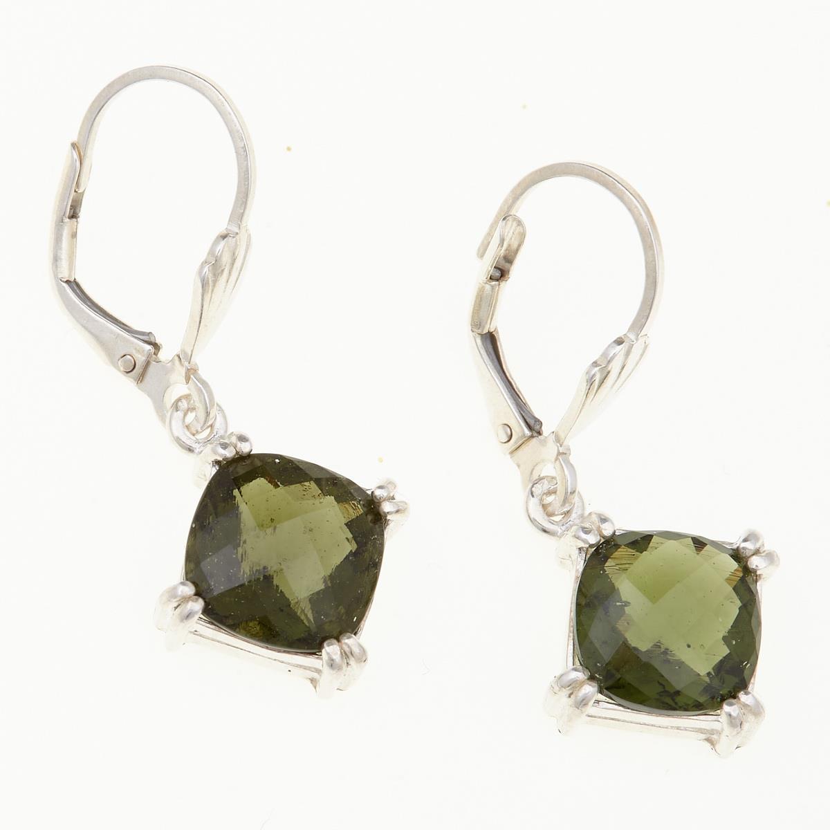 Silver earrings with moldavites 271