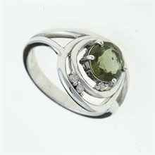 Anello in argento con moldavite e zirconi 285