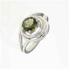 Anello in argento con moldavite e zirconi 285