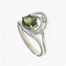 Anello in argento con moldavite e zirconi 285