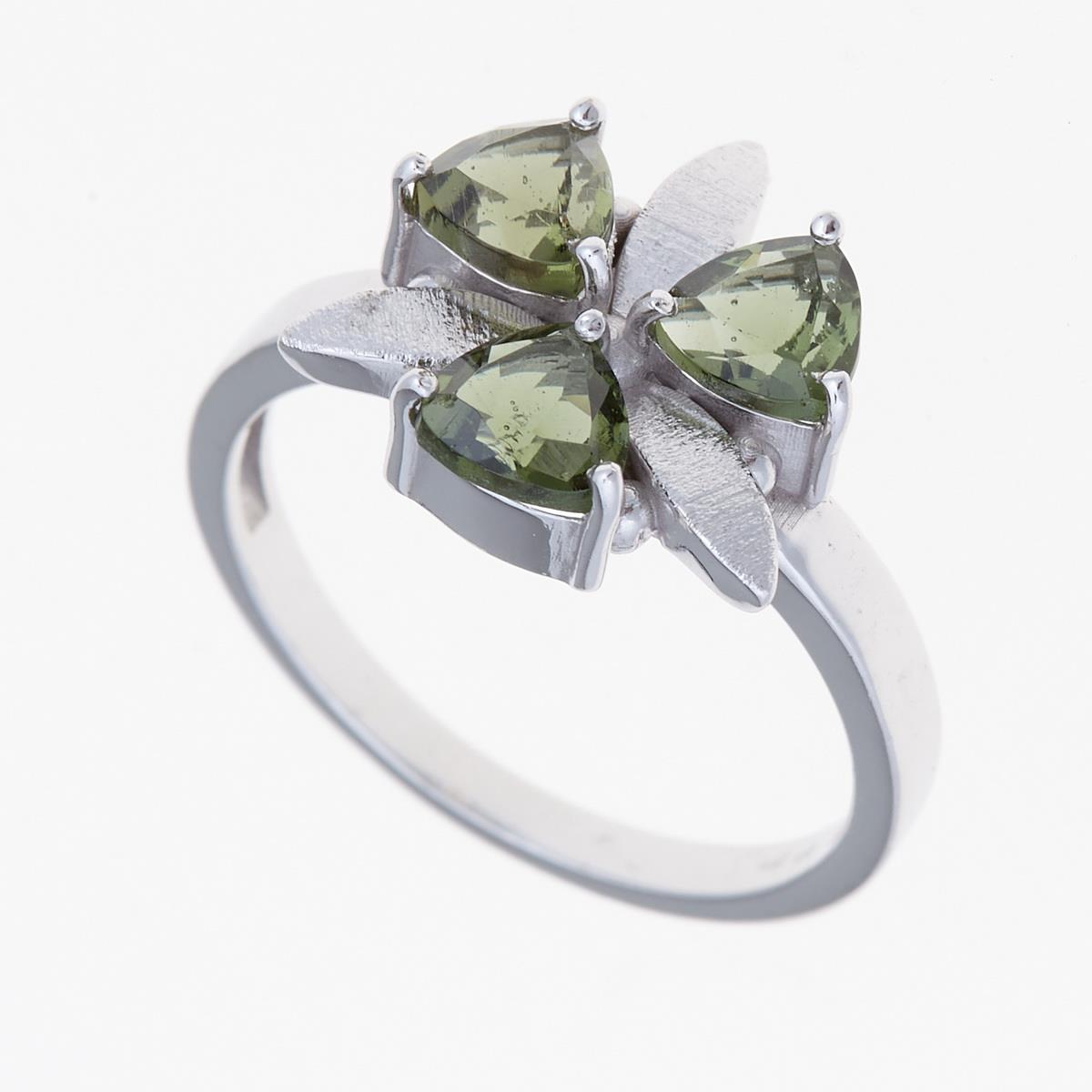 Silver ring with moldavites 286