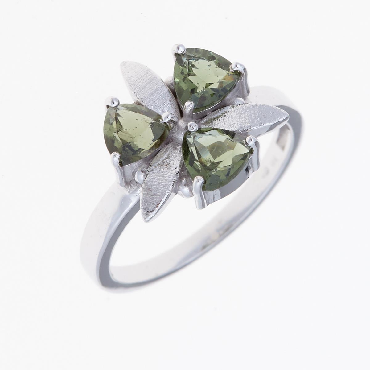 Silver ring with moldavites 286