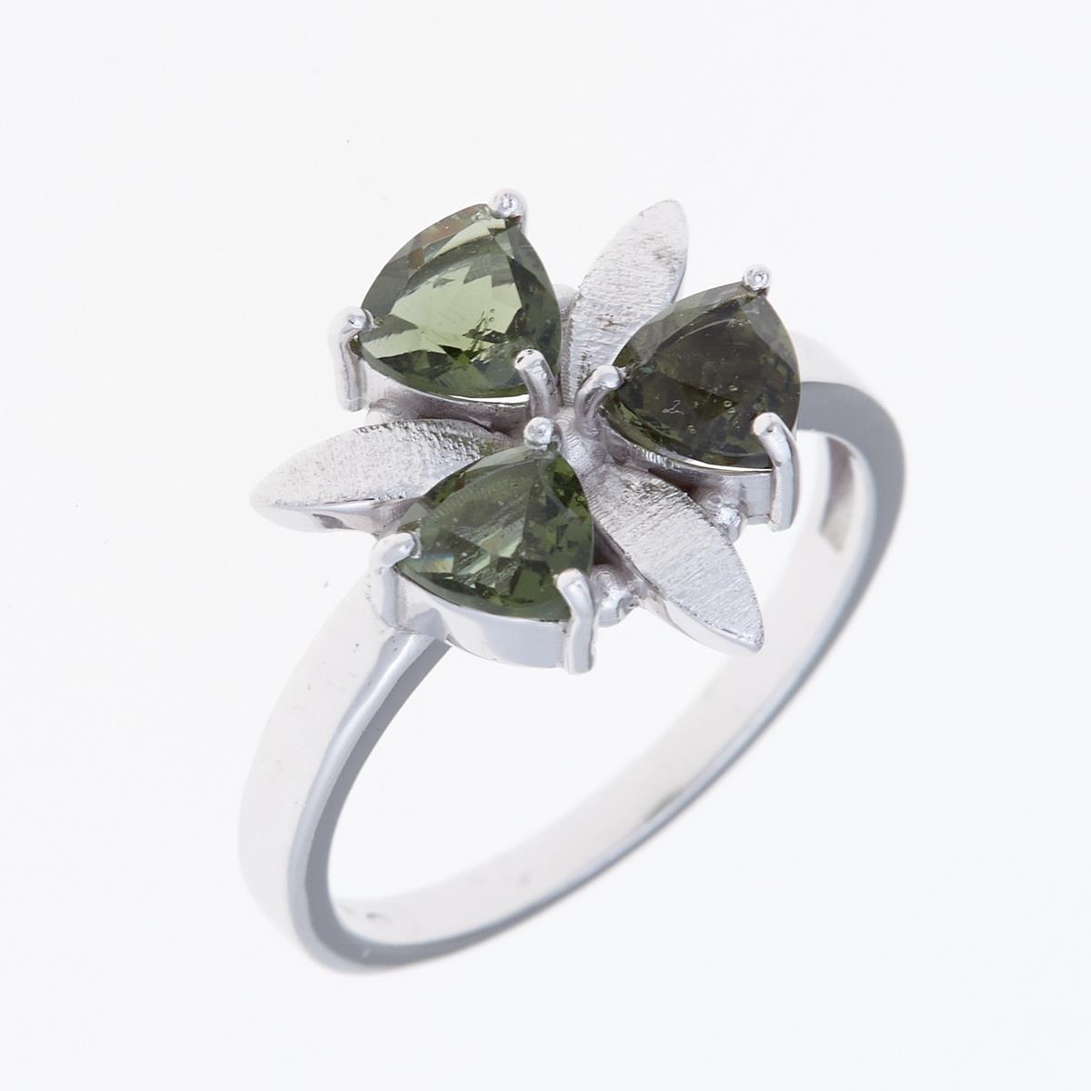 Silver ring with moldavites 286