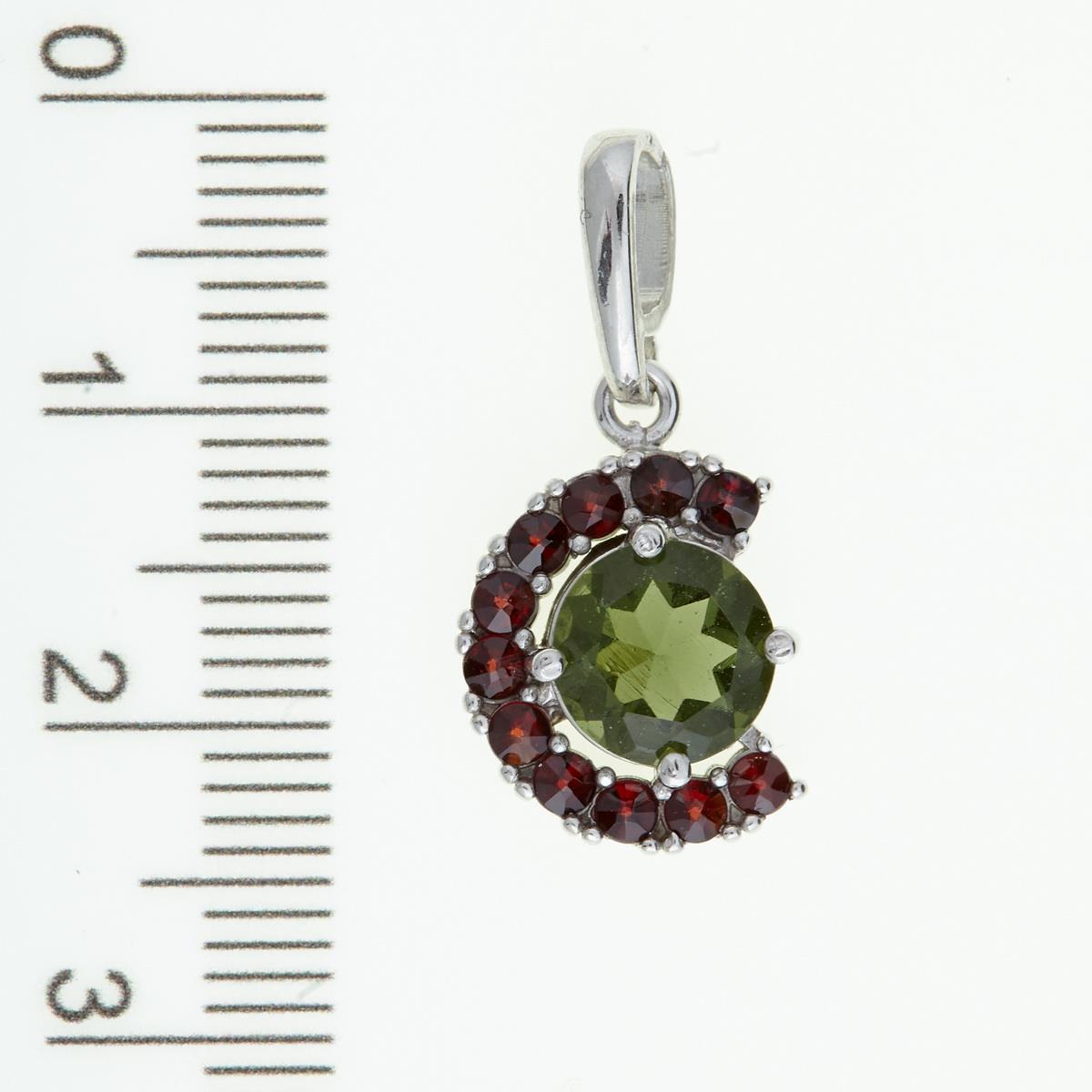 Silver pendant with moldavite and garnets 289G