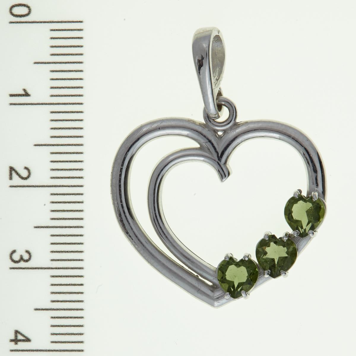 Silver pendant with moldavites – heart 308